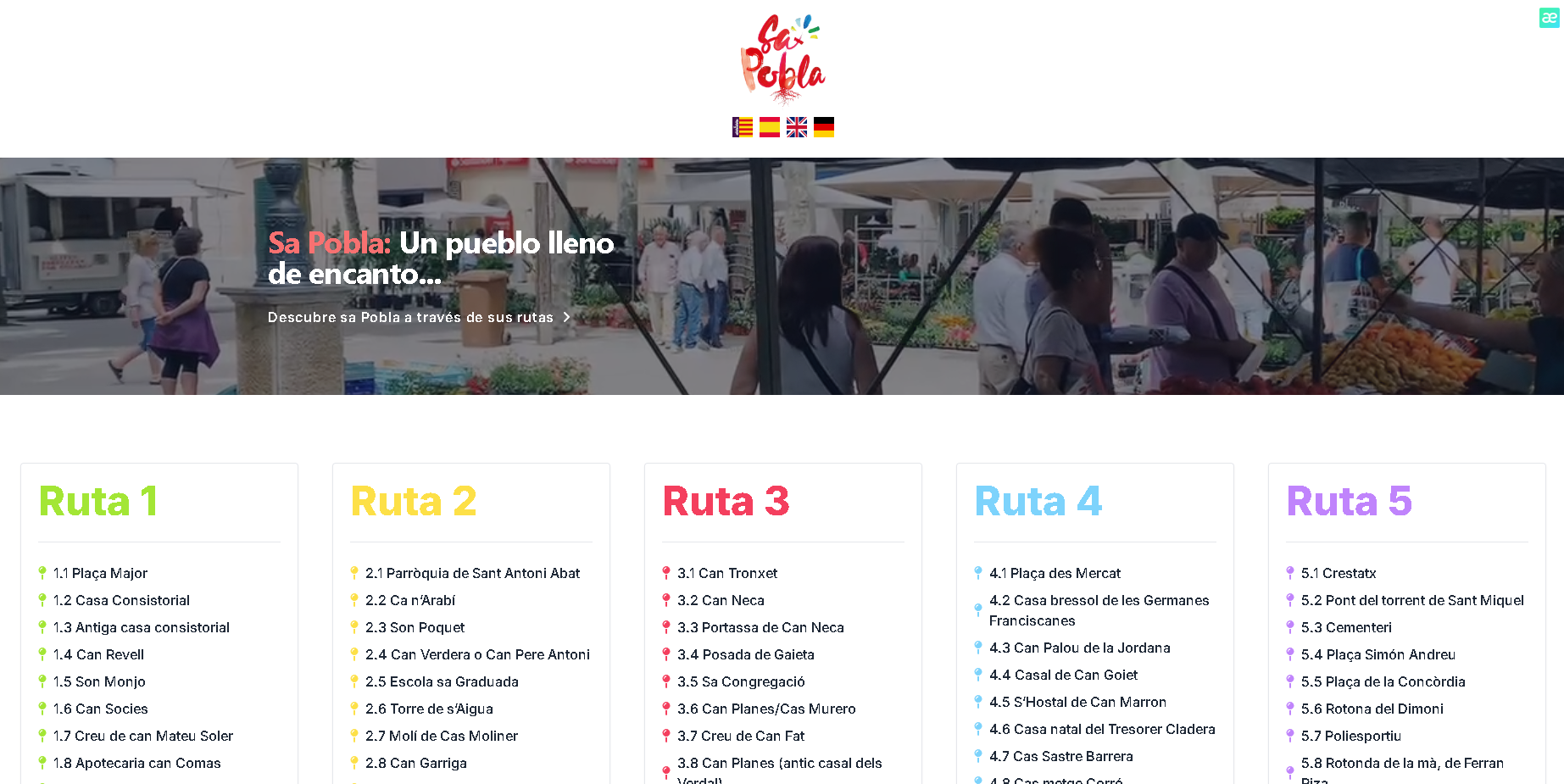 Web de puntos turísticos de Sa Pobla, localidad Mallorquina.